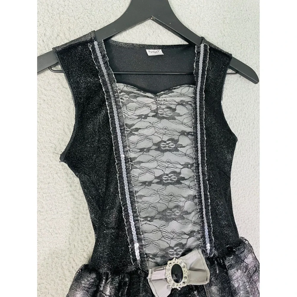 Spirit‎ Halloween Dress Girls Large Black Silver Lace Costume Party Witch - Picture 4 of 12